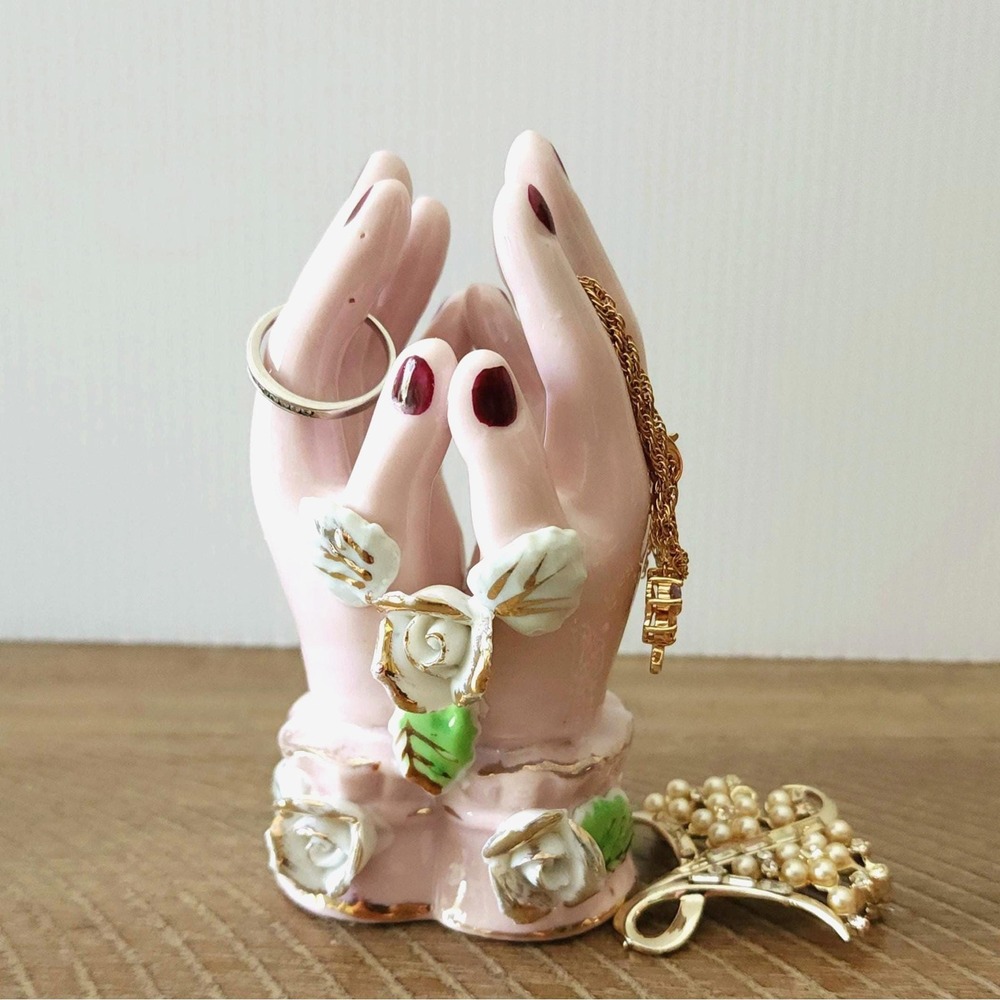 Vintage Porcelain Hand Shaped Jewelry Holder